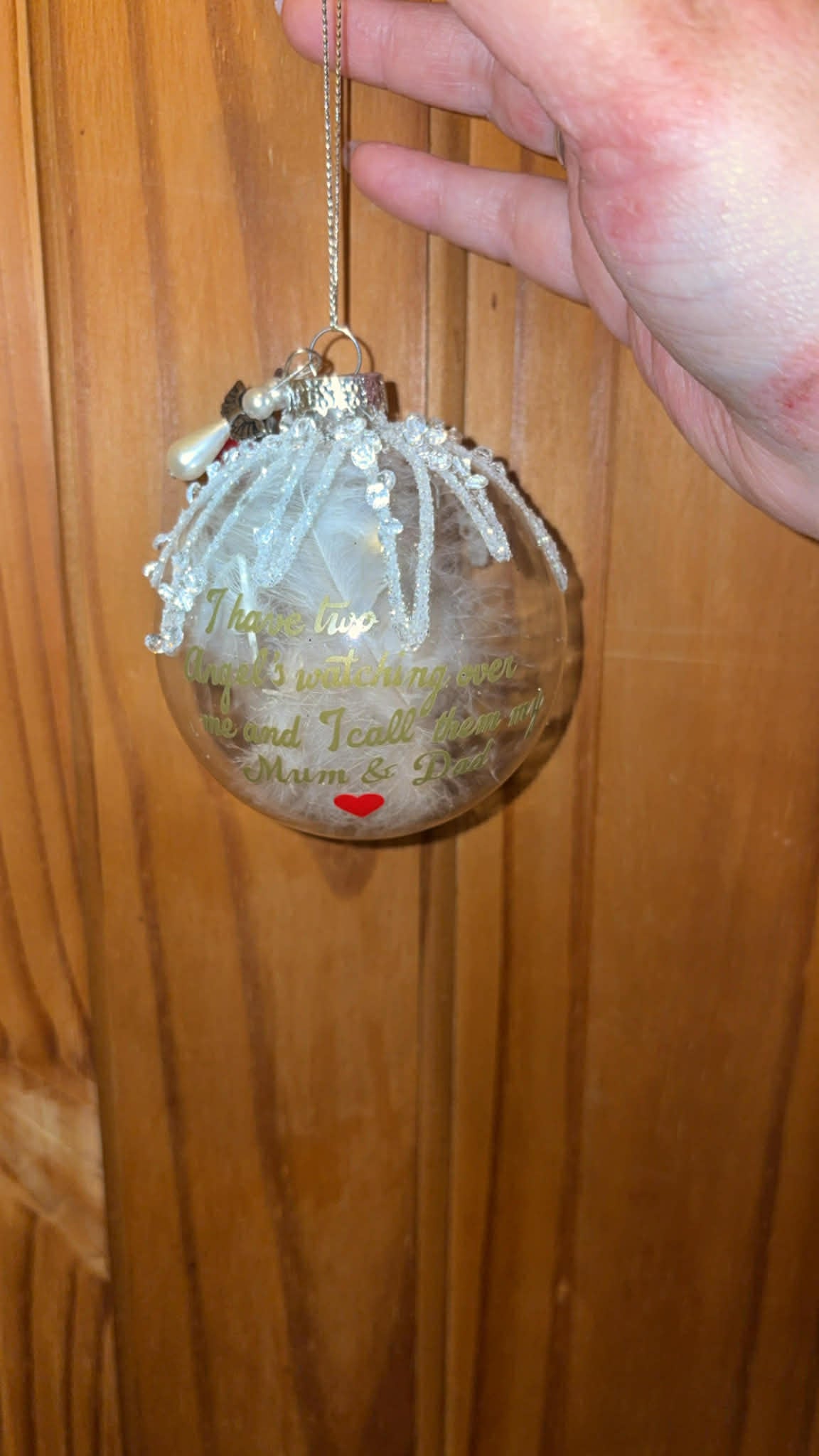 Feathered christmas memory baubles￼