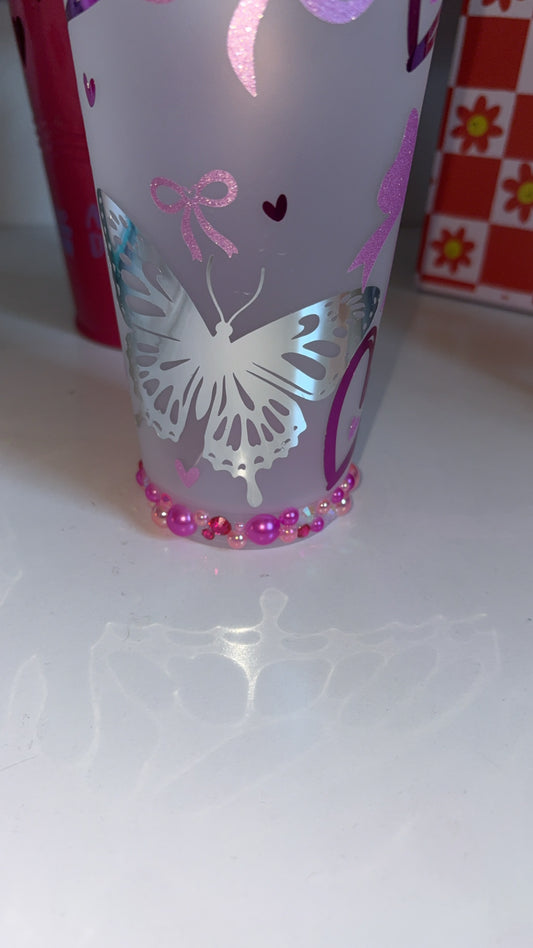 24oz cold cup blinged with design on