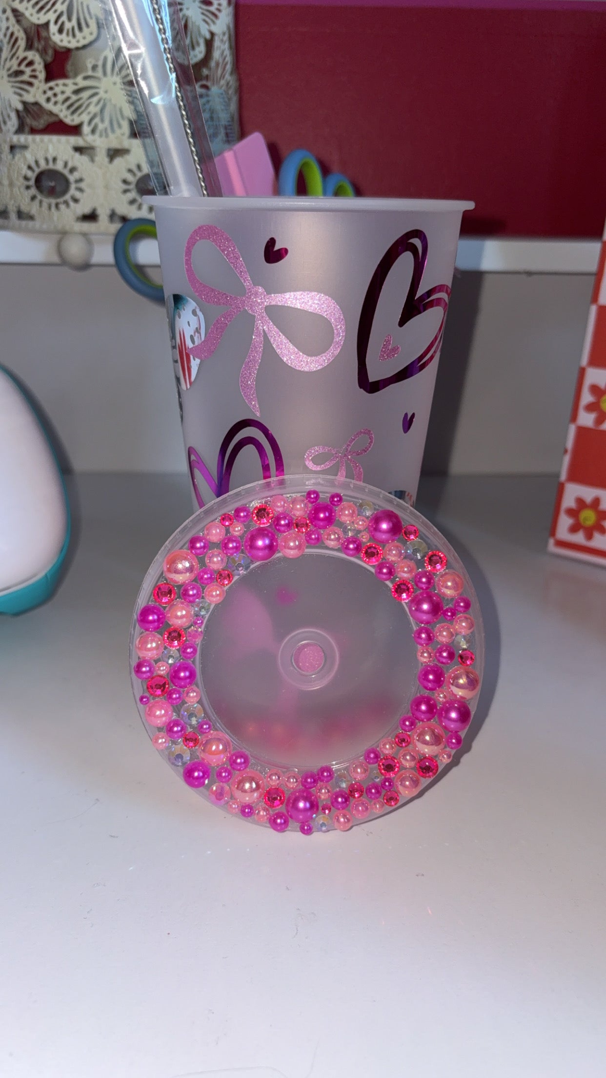 24oz cold cup blinged with design on
