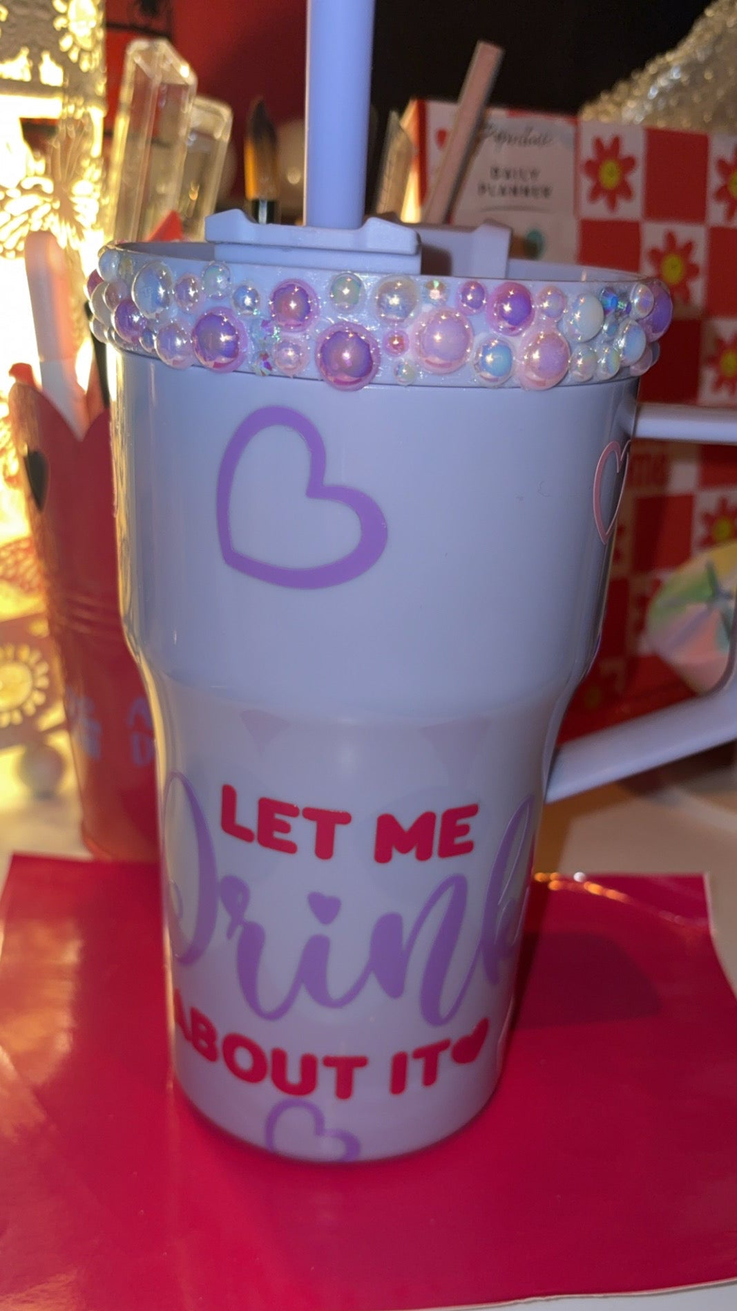 Let me drink about it 🥤 750ml Tumbler with rhinestone’s.￼